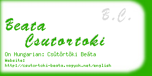 beata csutortoki business card