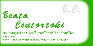 beata csutortoki business card